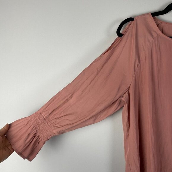 J. Jill Cold Shoulder Bell Sleeve Blouse Womens Large Top Rose Pink - Picture 6 of 10